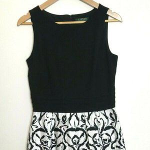 Lauren Ralph Lauren, Size 8, Black and White, Floral Dress
